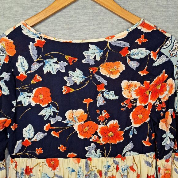 Patrons Of Peace Peasant Tunic Dress Small Boho Swing Ruffle Asymmetrical Hem - Picture 8 of 13